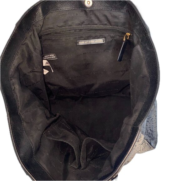 Marc Jacobs Leather Shoulder Bag Python Print Tote Black - Picture 6 of 12